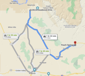 Map Meadview to Peach Springs